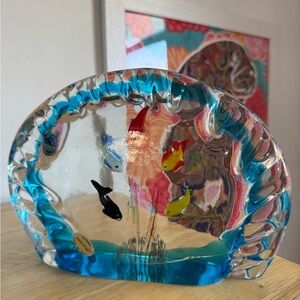 Vintage Signed Murano 5 Fish Aquarium Handblown Art Handcrafted in Italy